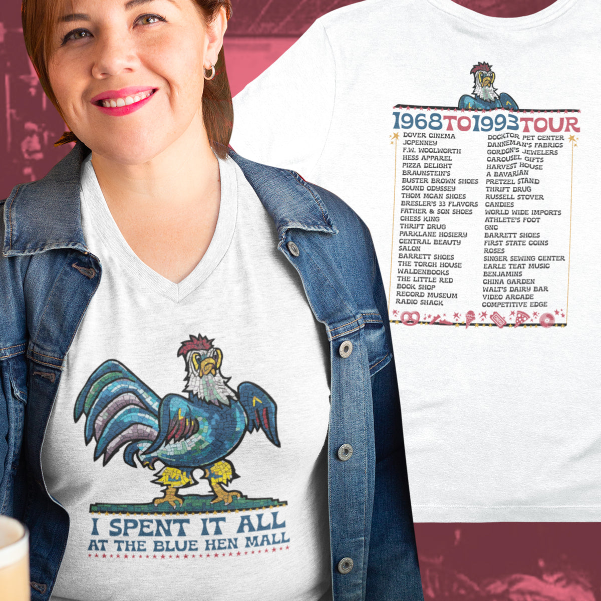"Spent it all" Blue Hen Mall Tour V-Neck Tee