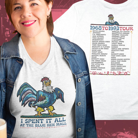 "Spent it all" Blue Hen Mall Tour V-Neck Tee