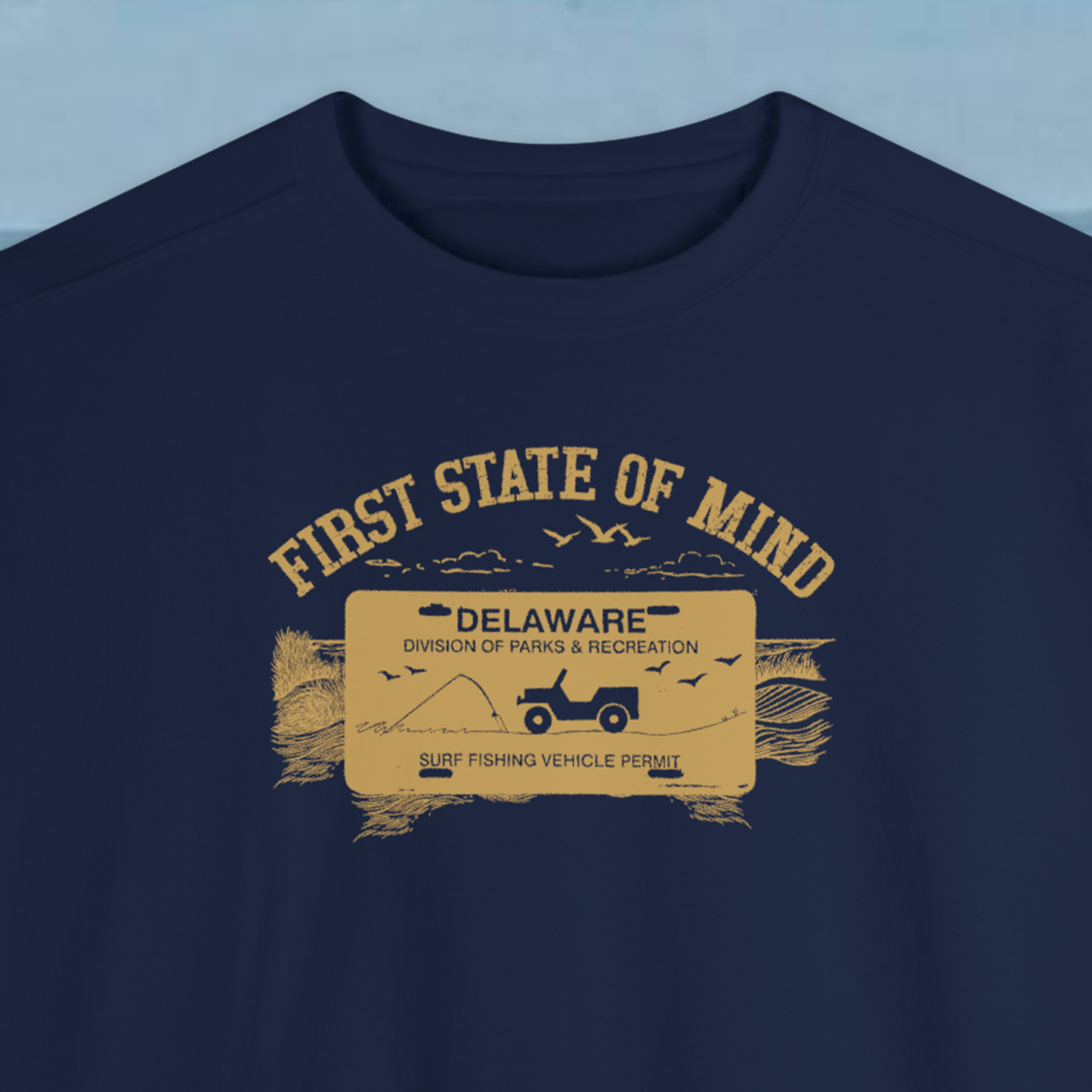 Delaware First State Surf Fishing Sweat Shirt Dark Colors
