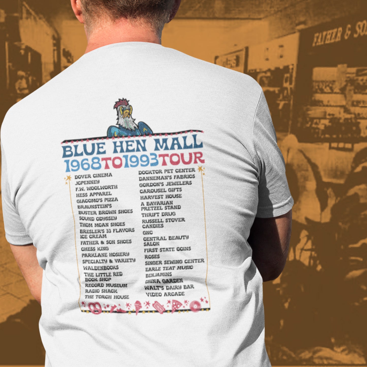 "Where We Used To Roost" Delaware Blue Hen Mall Tour V-Neck Tee