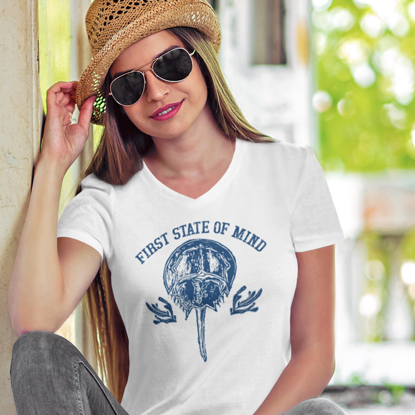 Delaware First State of Mind Horse Shoe Crab V-Neck Tee