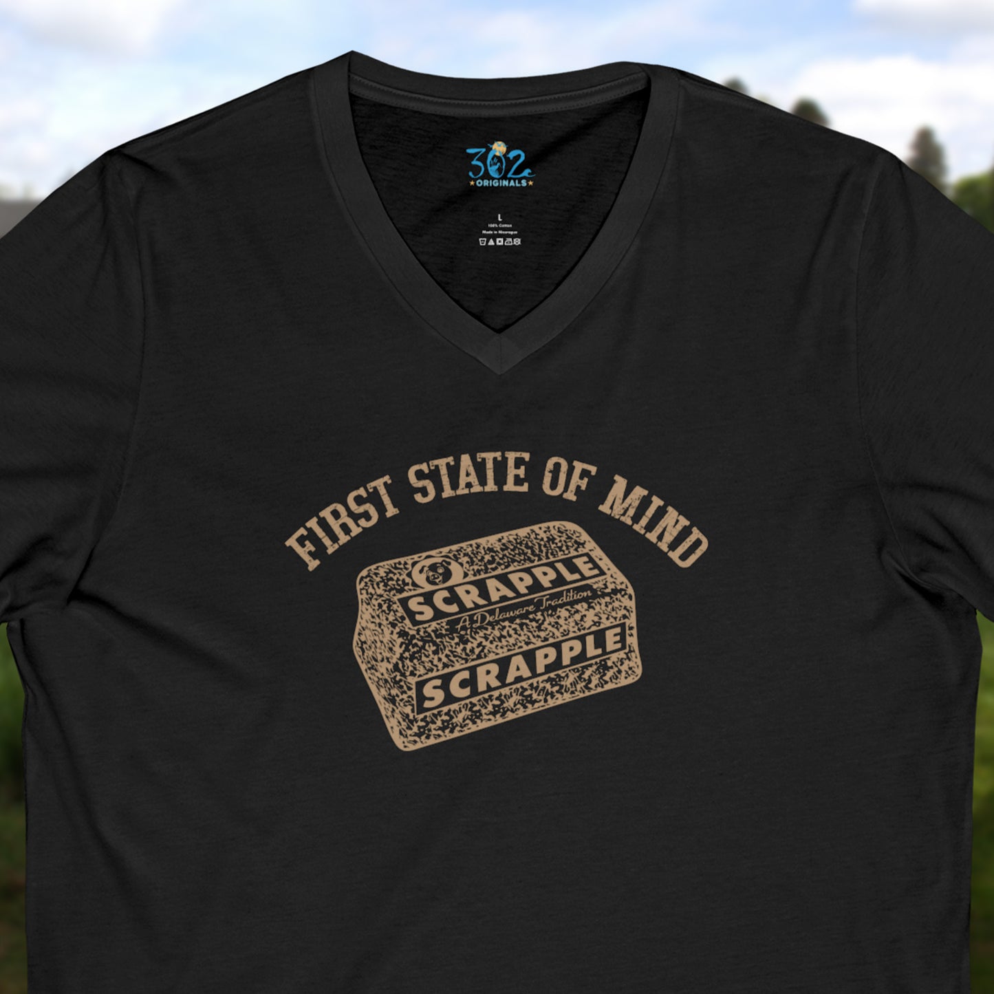 Delaware First State of Mind Scrapple Unisex V neck T shirt