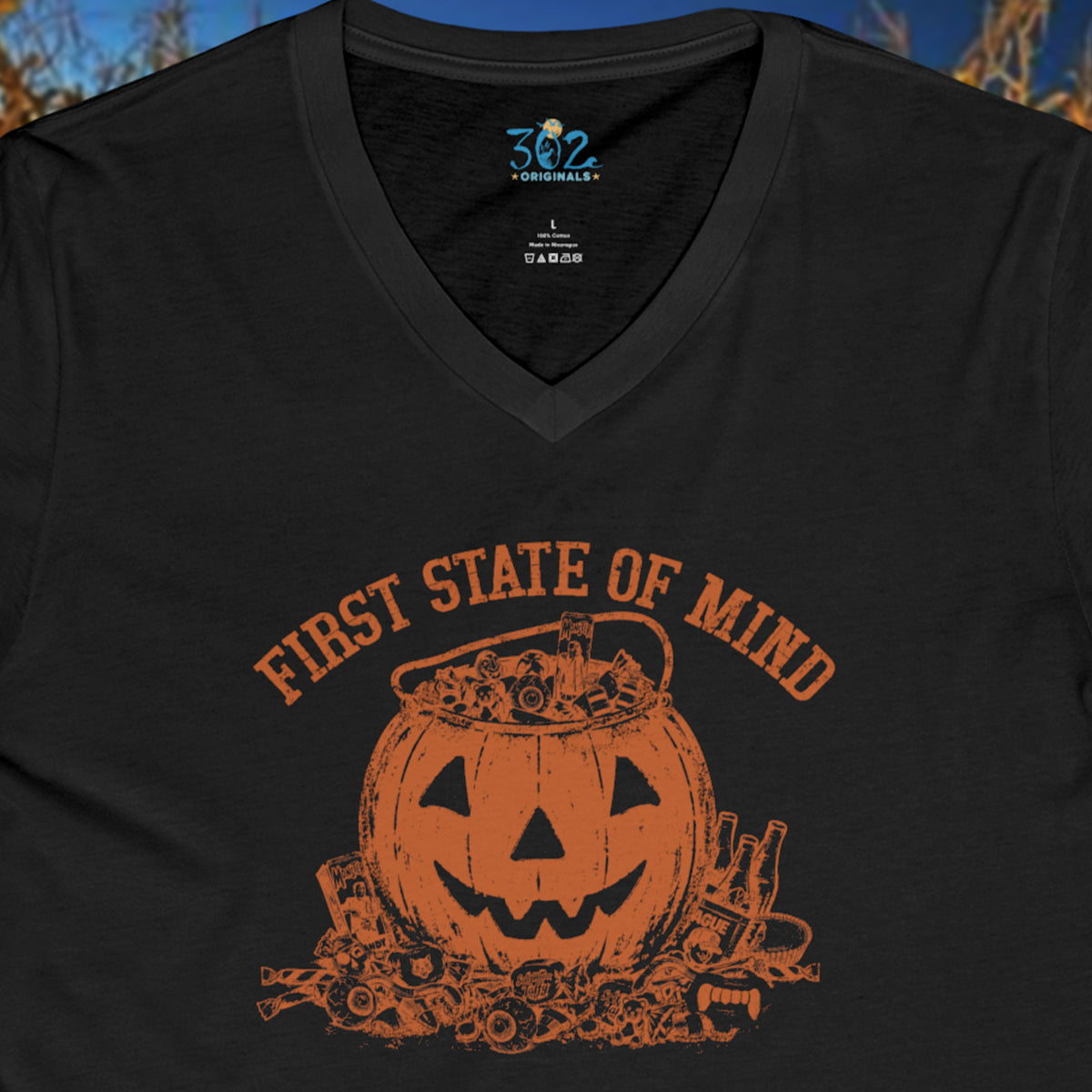 First State of Mind Halloween Pumpkin & Candy V neck | 302 Originals