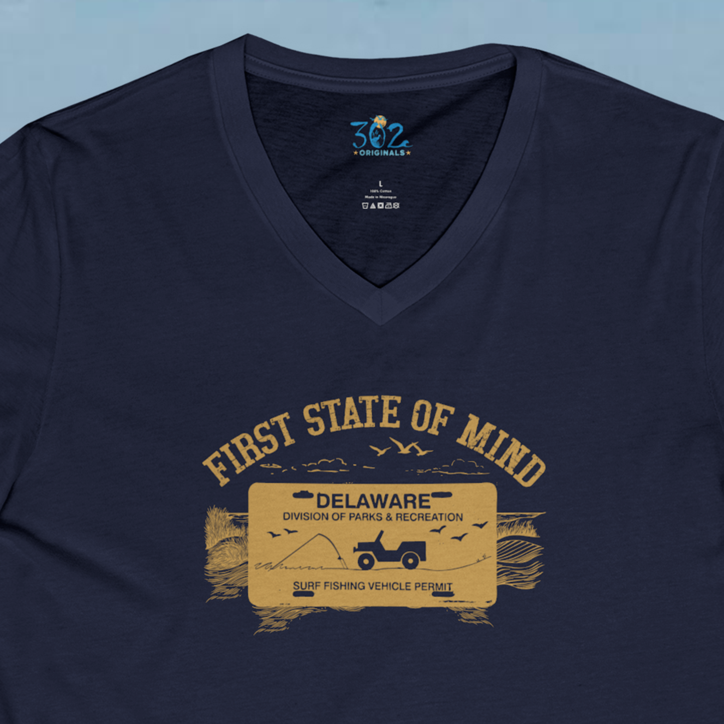 Delaware First State Surf Fishing Unisex V neck