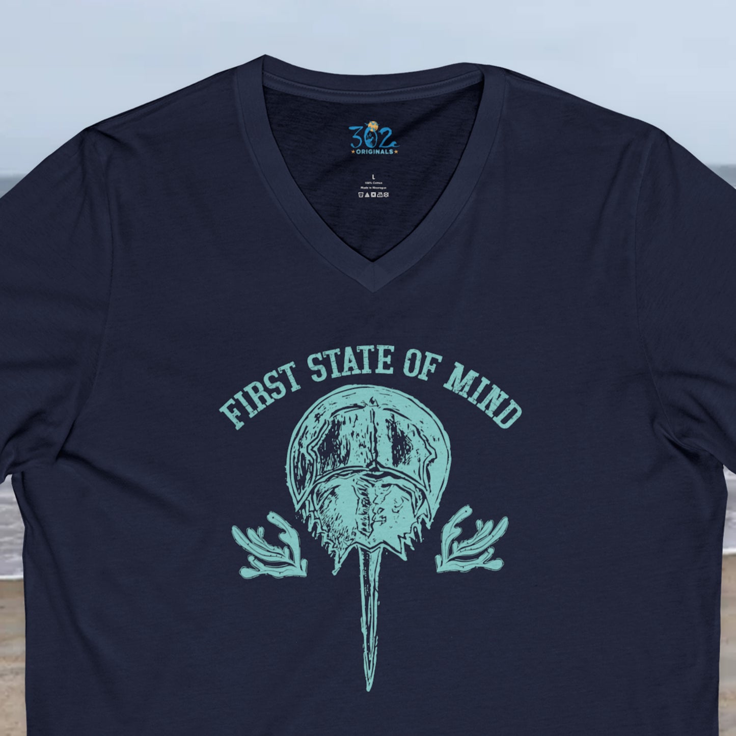 Delaware First State of Mind Horse Shoe Crab V-Neck Tee