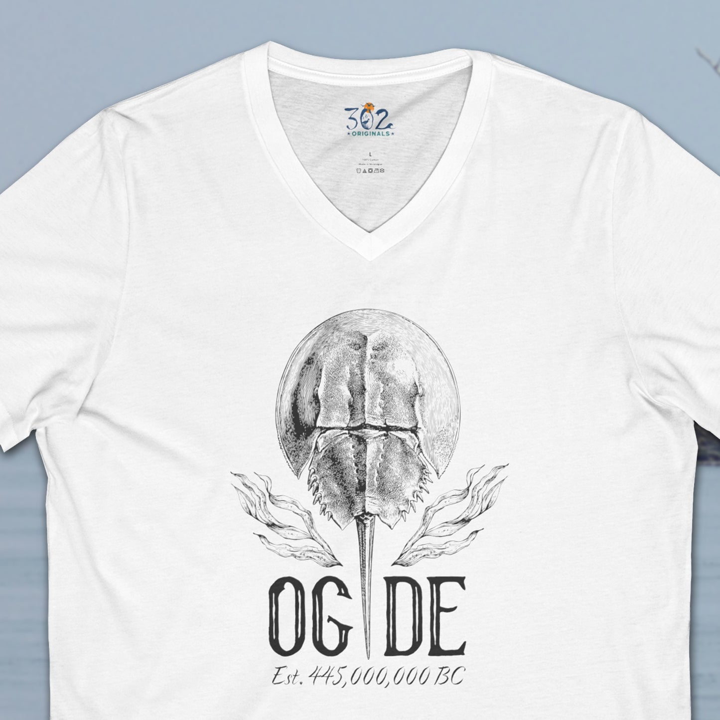 OG DE Horse Shoe Crab V-Neck Tee front